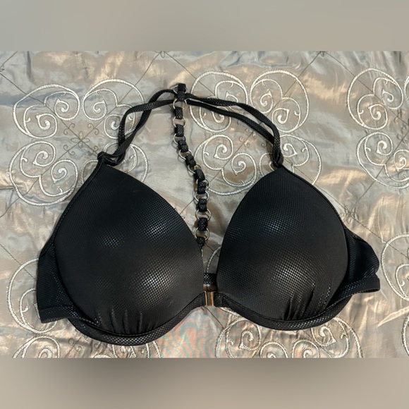 Pink black swim bikini top - Picture 1 of 4